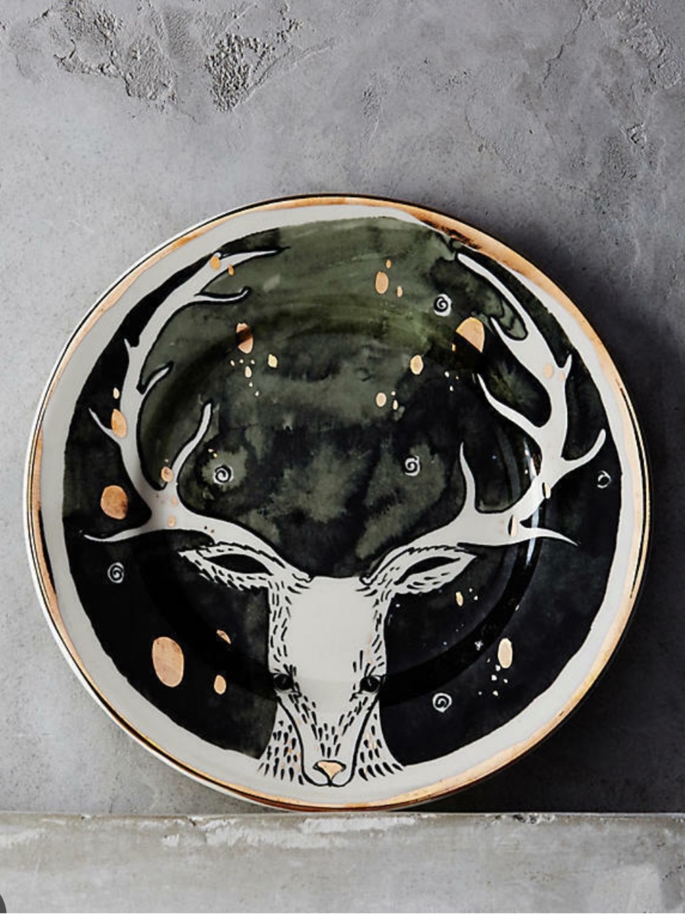 NWT Anthropologie moonlit Forest Dessert Plate - Deer